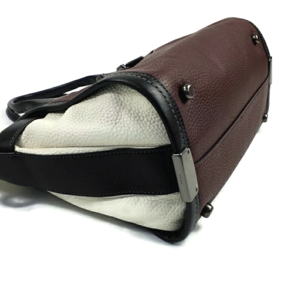 Coach Pebbled Leather COH Swagger Burgundy Colorblock Satchel Purse Chain Strap - Picture 8 of 16